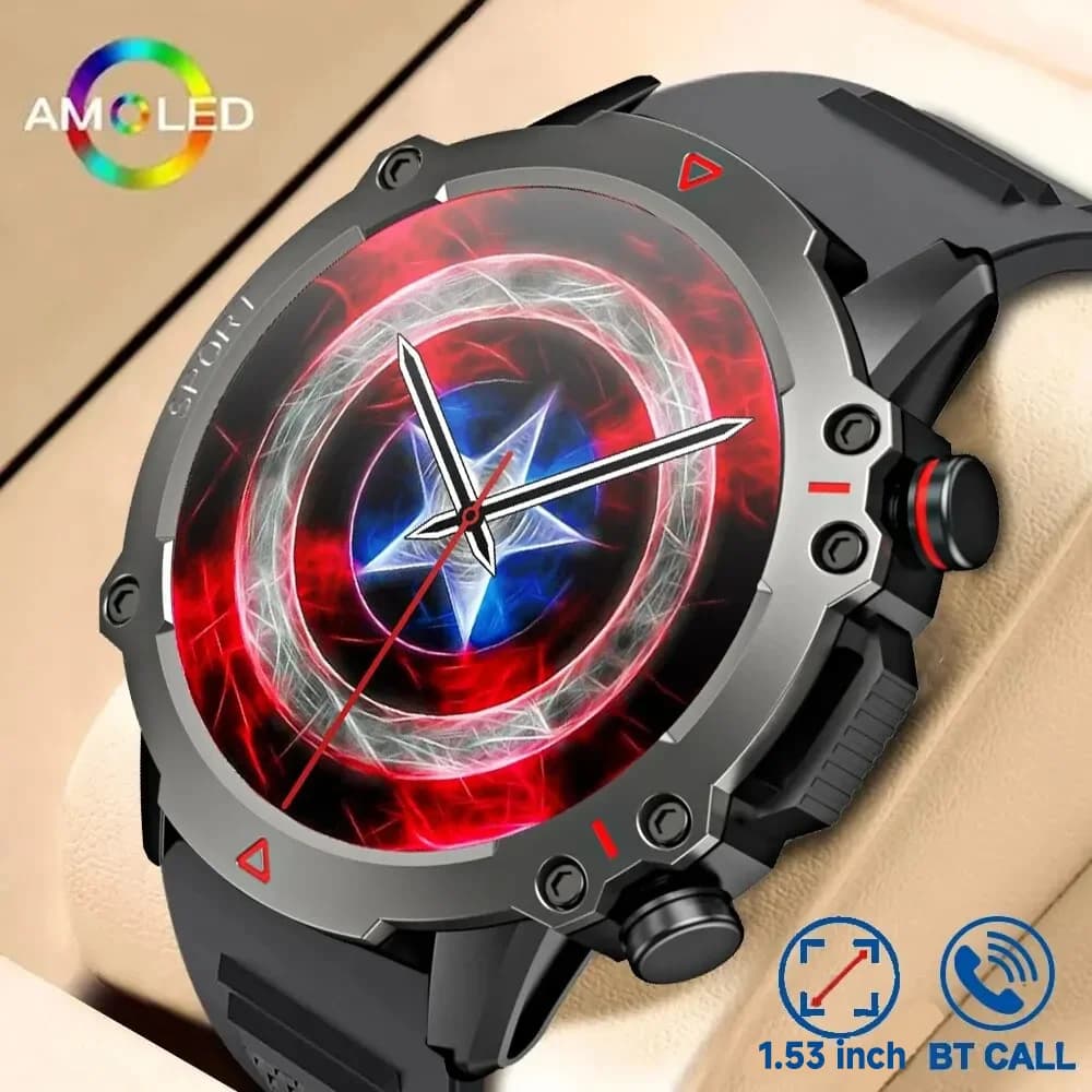AMOLED SmartWatch Rugged Military BT Call Smart Watch sport Fitness Tracker 1.53 pollici 360*360 schermo HD 30 giorni Standby Men