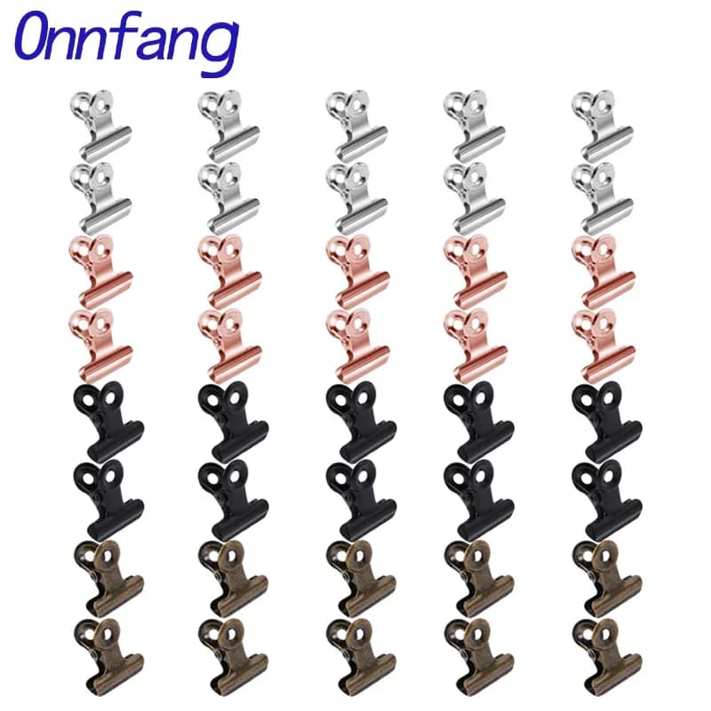 40/20PCS Set Mini 21x23mm Impugnatura in metallo Bulldog Clip a molla Biglietto di carta Cancelleria Clip Tag Raccoglitore di documenti Clip Morsetto per foto