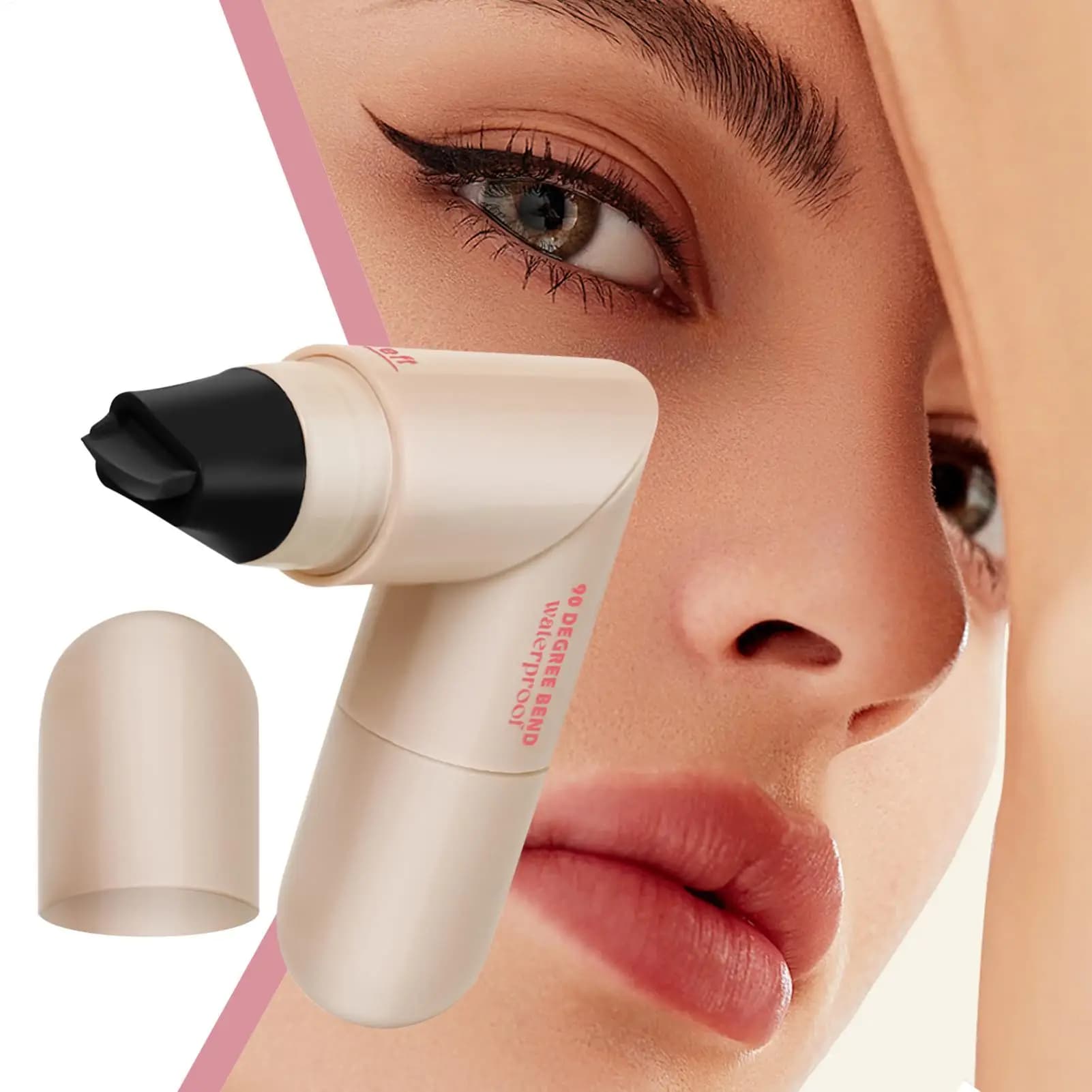 Eyeliner pen for makeup 2 ml, double-tip, smear proof, for women, compact accessories for makeup, ideal for travel and work.