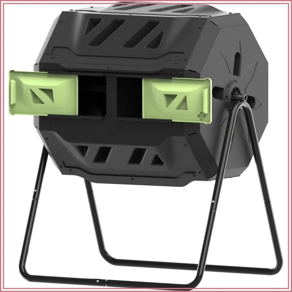 43 Gallon Outdoor Tumbler Compost Bin - Rotating Compost Tumbler for Garden, Green Door