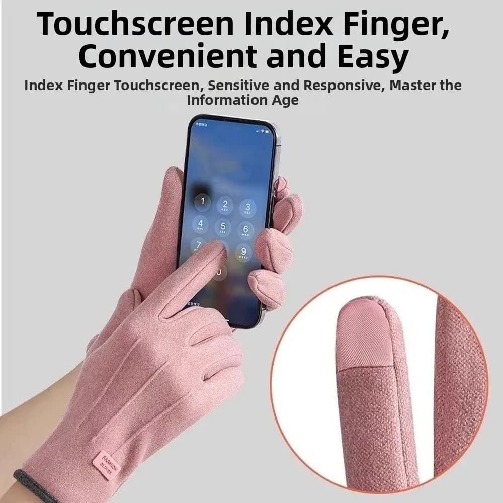 Guanti anti-freddo per coppia resistenti all'usura Touch screen morbido Guanti in pelle scamosciata ispessita Tinta unita Scaldini Guanti antivento da uomo