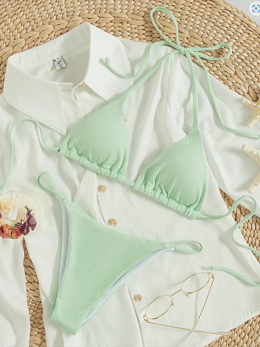 String Perizoma Bikini 2025 Donna Triangolo sexy Costume da bagno Brasile Tong Costumi da bagno Donna imbottito Costume da bagno Beachwear Estate