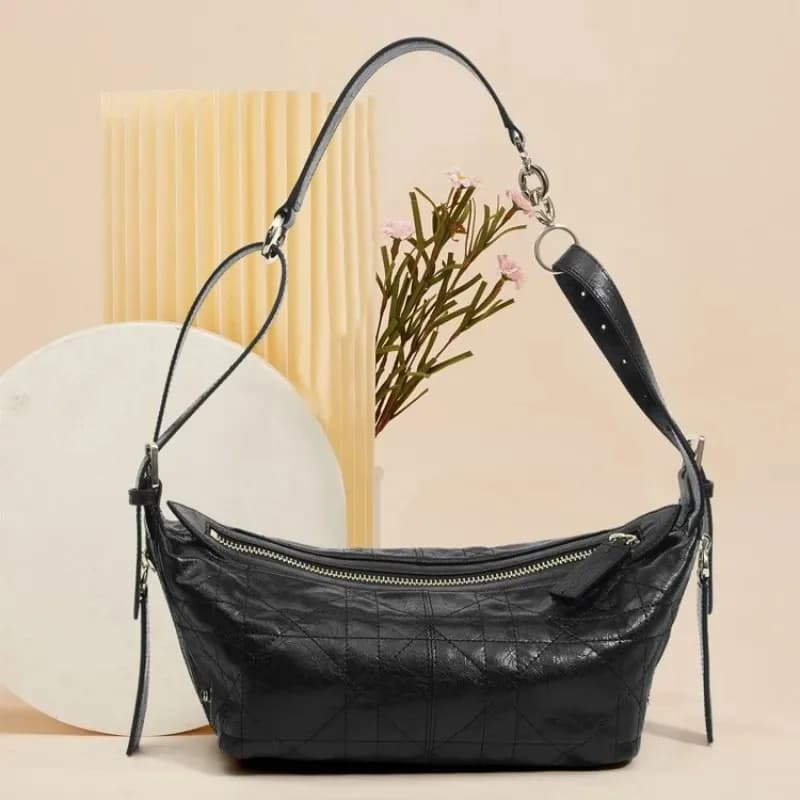 Borsa a mano in pelle di vacchetta Borsa per gnocchi in vera pelle Borsa a tracolla a tracolla per donna che viaggia il pendolarismo Strato superiore