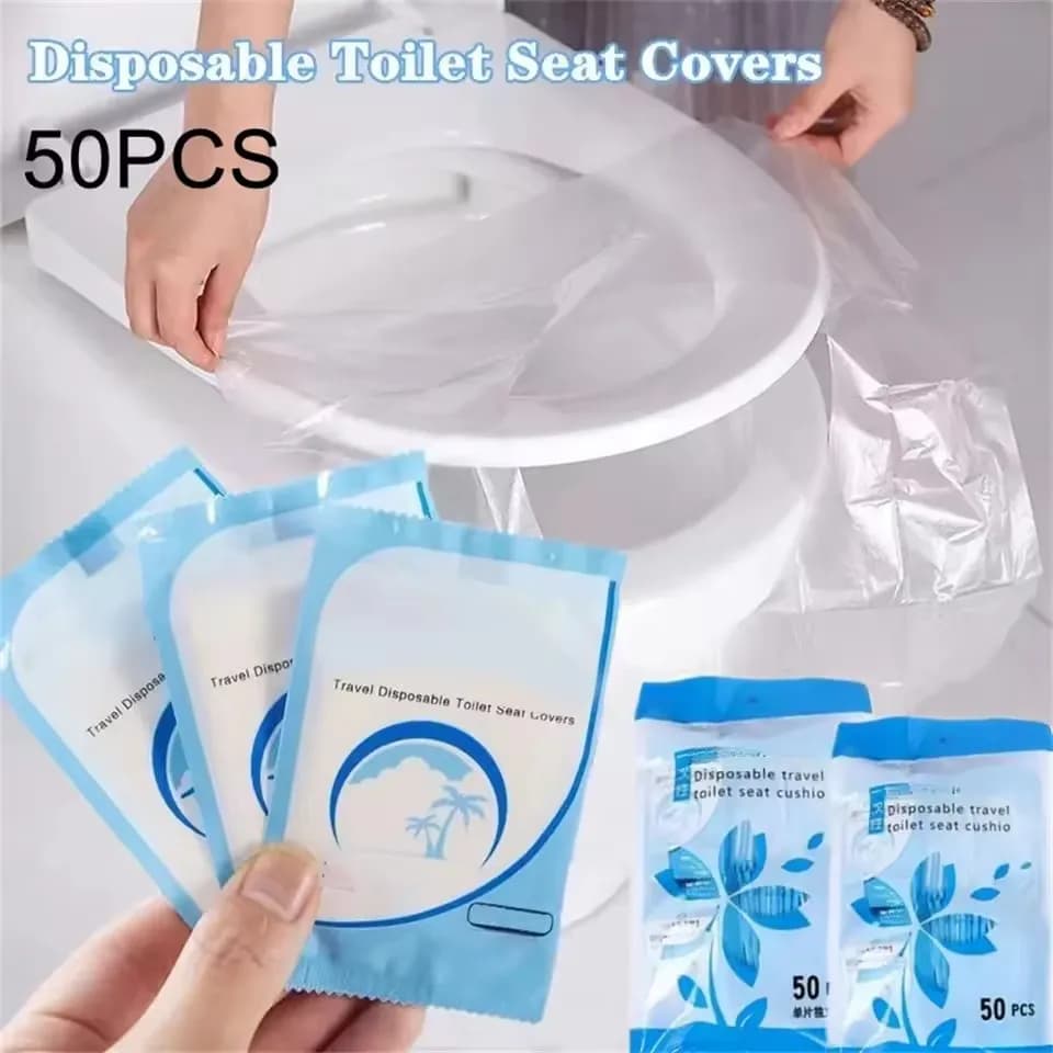 50Pcs Disposable Toilet Seat Cover Mat Portable Waterproof Safety Toilet Seat Pads for Travel Camping Bathroom Accessiories