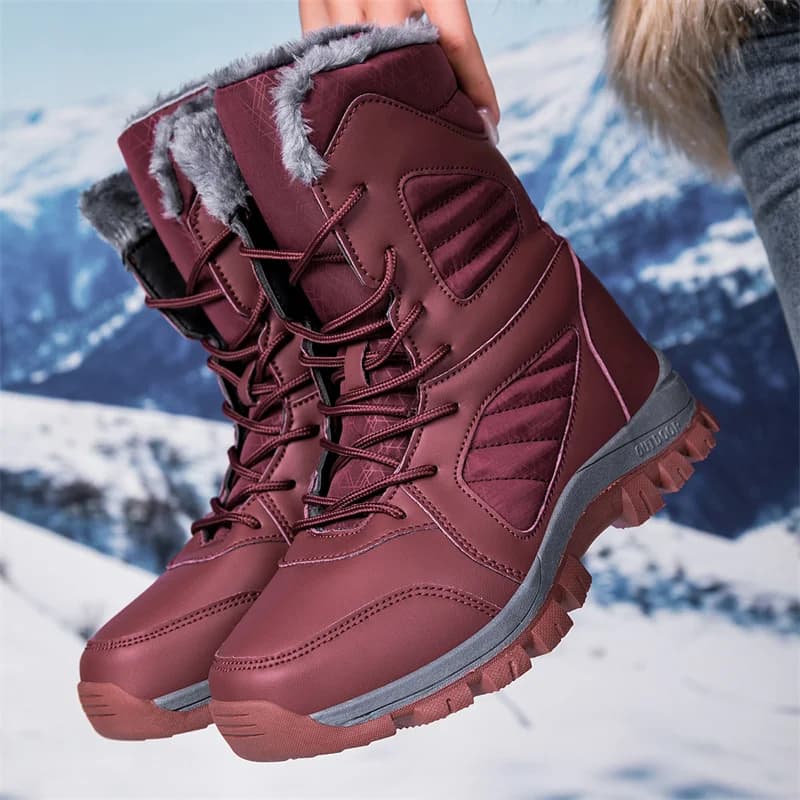 Men's Snow Boots for Men Casual Winter Shoes Platform Non-slip Warm Fur Ankle Boots Plush Combat Outdoor Hiking Motorcycle Boots