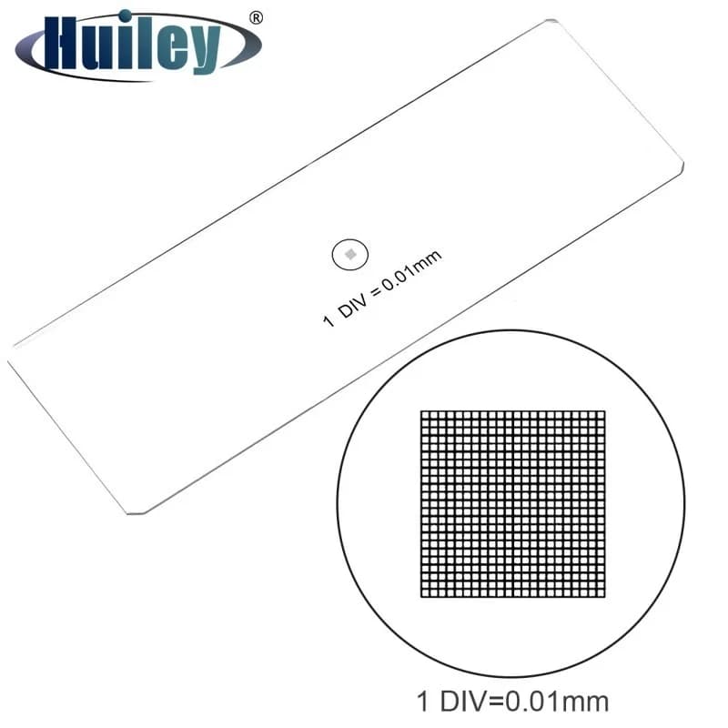 Micrometro DIV 0.01mm Microscopio Stage Calibrazione Vetrini Rete di vetro ottico Griglia 100x100 Righello di misurazione Accessori per microscopio