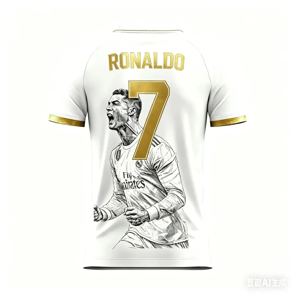 Ronaldo's Summer 3D Printed Family Sportswear Football Jersey Is Loose-Fitting and Comfortable, Suitable for Daily Wear.