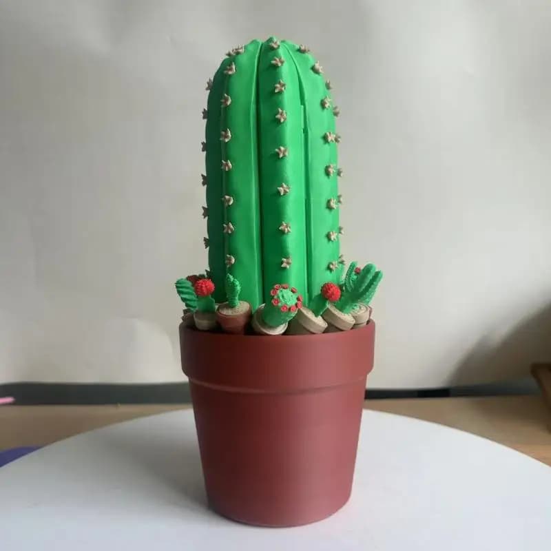 Set di Scacchi 3D Stampato in Resina a Forma di Cactus, Ornamento da Scrivania Pieghevole, Decorazione per Casa e Ufficio