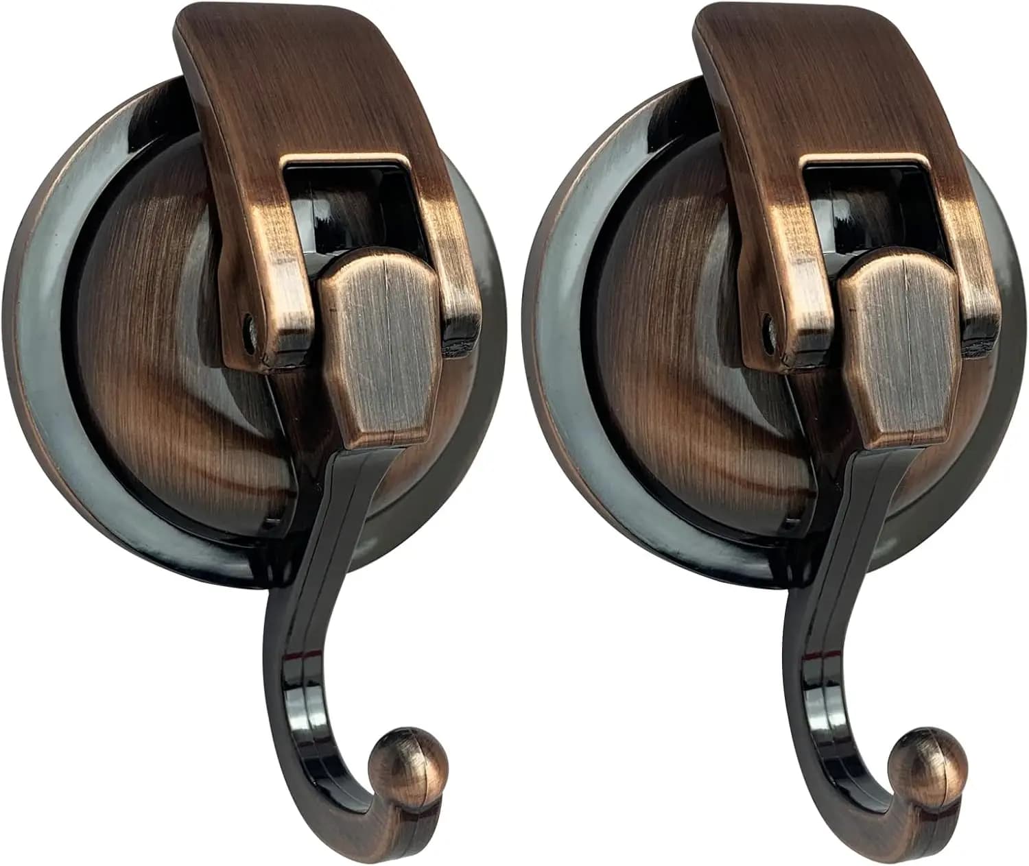 Ganci a ventosa resistenti per doccia, ventosa in vetro per accappatoi da bagno e decorazioni (confezione da 2, ottone anticato)
