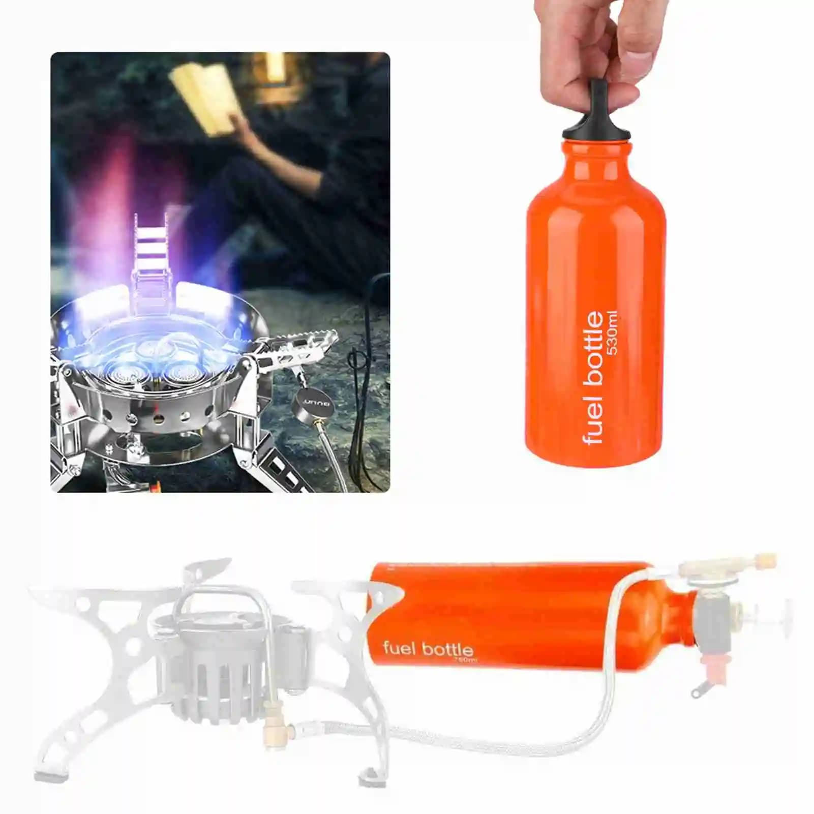 Bottiglia per il trasporto di gas da 530 ml, contenitore portatile per gasolio, bottiglia per il trasporto di gas per fornelli da campeggio, escursionismo e attività all'aperto.