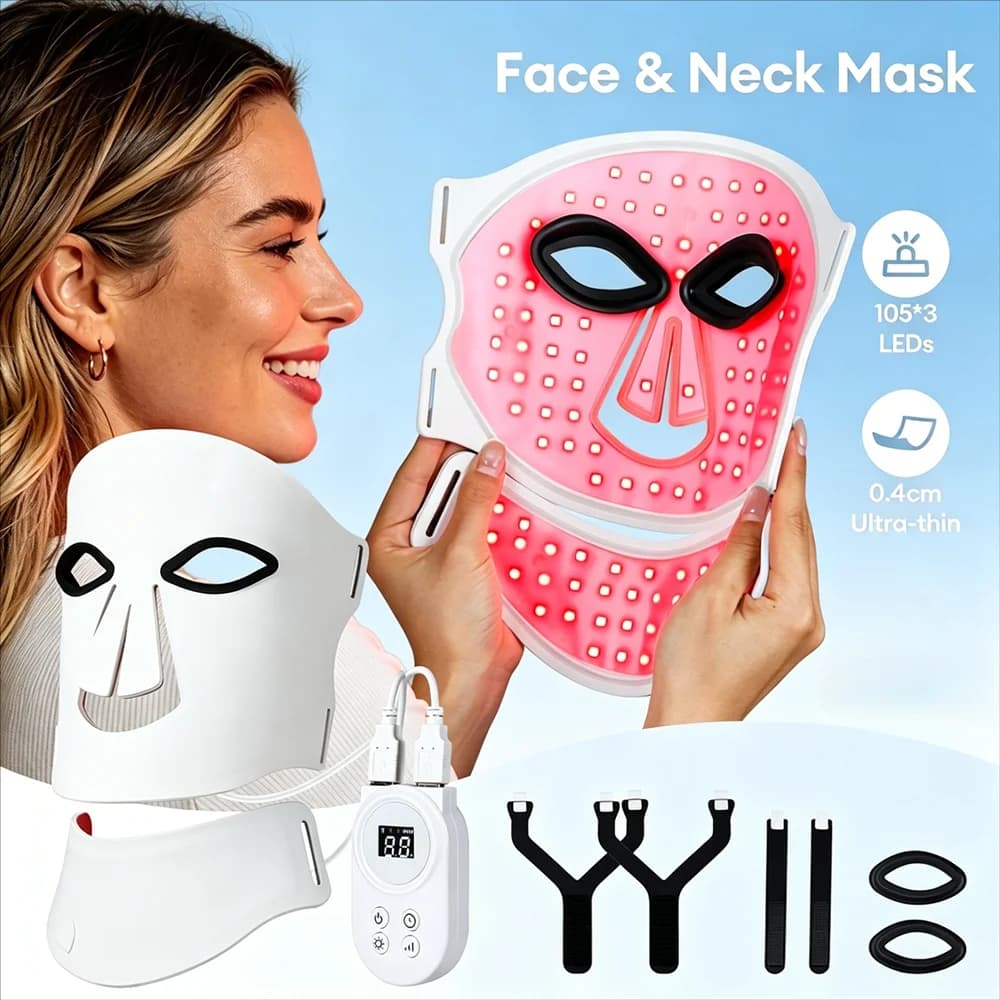 Beauty Mask for Face and Collo 7 Colors with Phototherapy, in 3D Flexible Silicone, for Skin Rejuvenation, Rassodation and Anti-Aging