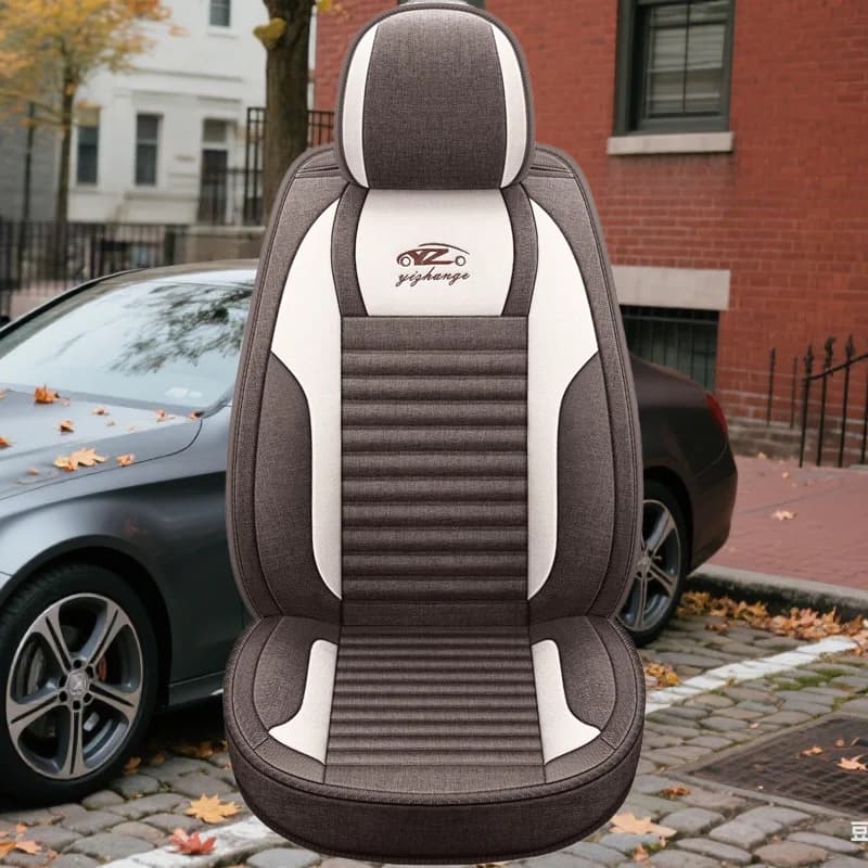 Linen material single-seat car seat covers for the front row, classic color options available, suitable for most models