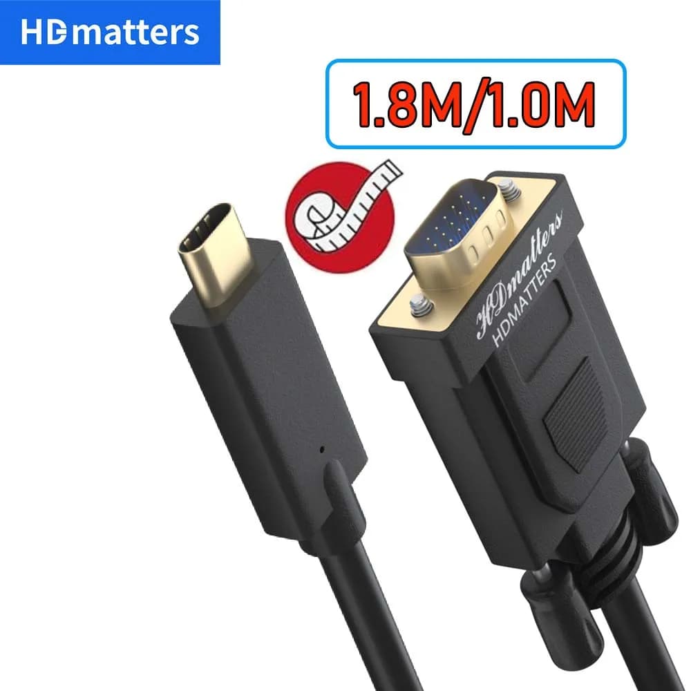 Cavo adattatore da USB C a VGA 1.8M/1M USB-C Cavo USB 3.1 tipo C a VGA maschio per Apple MacBook Pro Air Mini Iphone 17/16/15 Dell