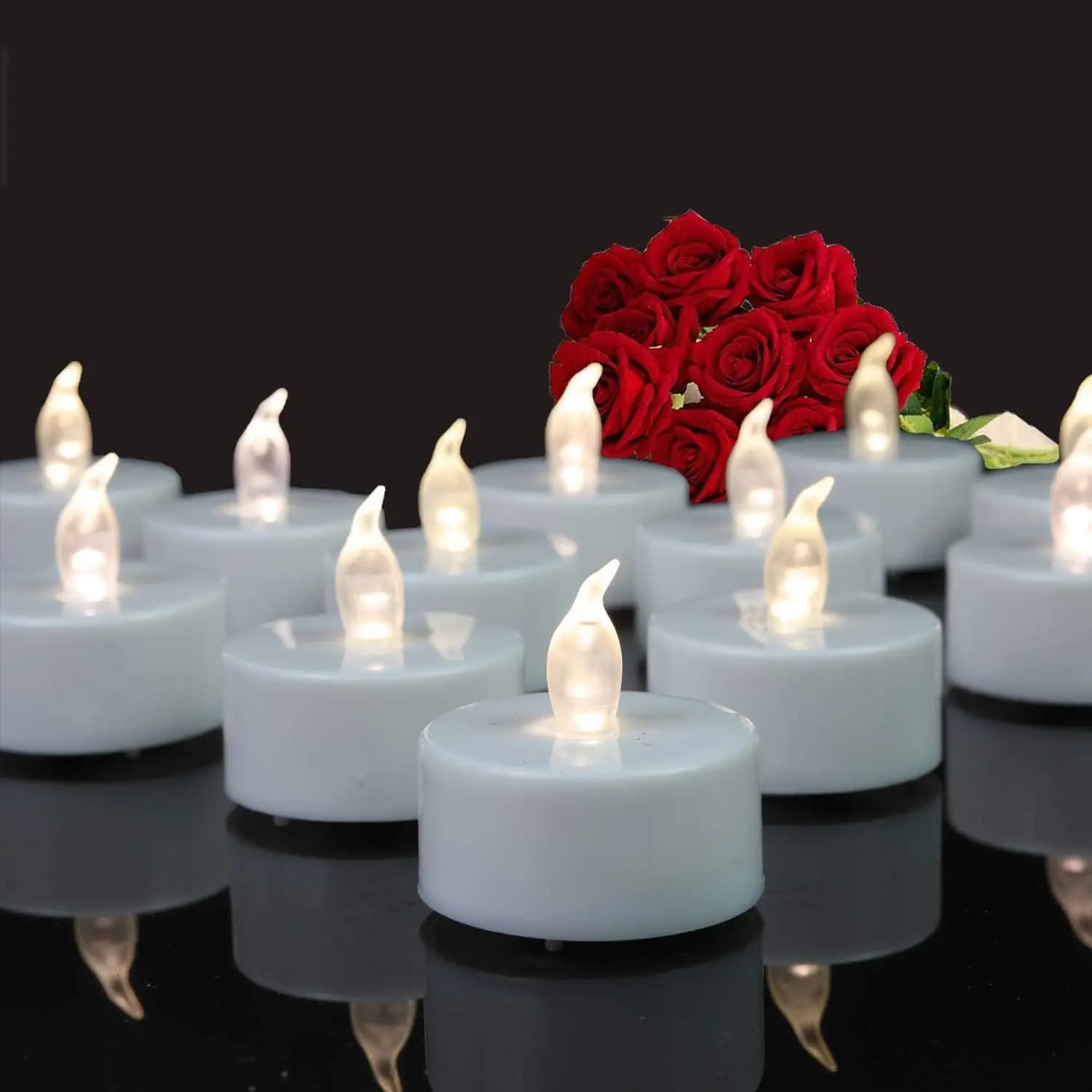 24 Pack Flameless LED Tea Lights, Realistic Flickering, 200H Long Lasting, Warm White for Wedding Party Home Decor