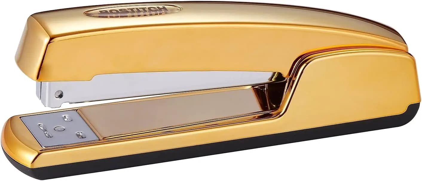 Professional Metal Executive Stapler with Gold Chrome Finish, Staples 20 Sheets for Office and Home Use