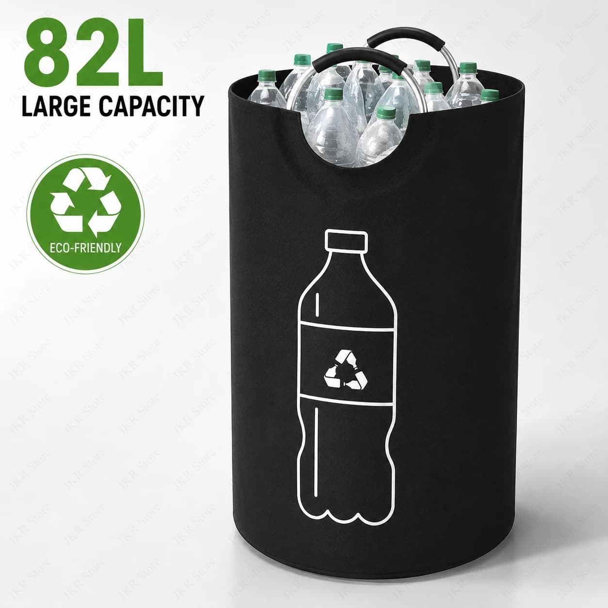 Large Folding Recycling Basket Empty Bottle Collector Bag 82L Storage Bin with Aluminum Handle for Kitchen Home Waste Sorting
