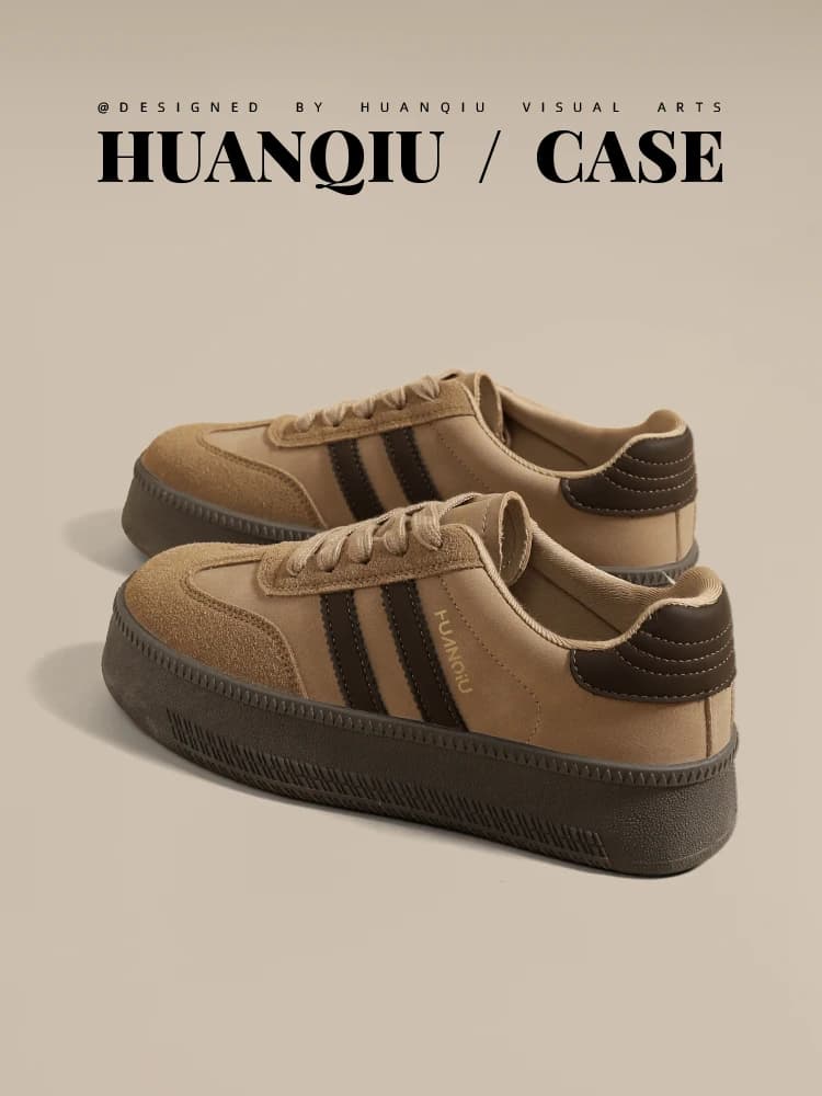 Scarpe HuanQiu Dequn con Suola Spessa, Casual Sportive Leggere Marroni da Donna, Tendenza Moda Primavera 2026 con Fibbia Incrociata