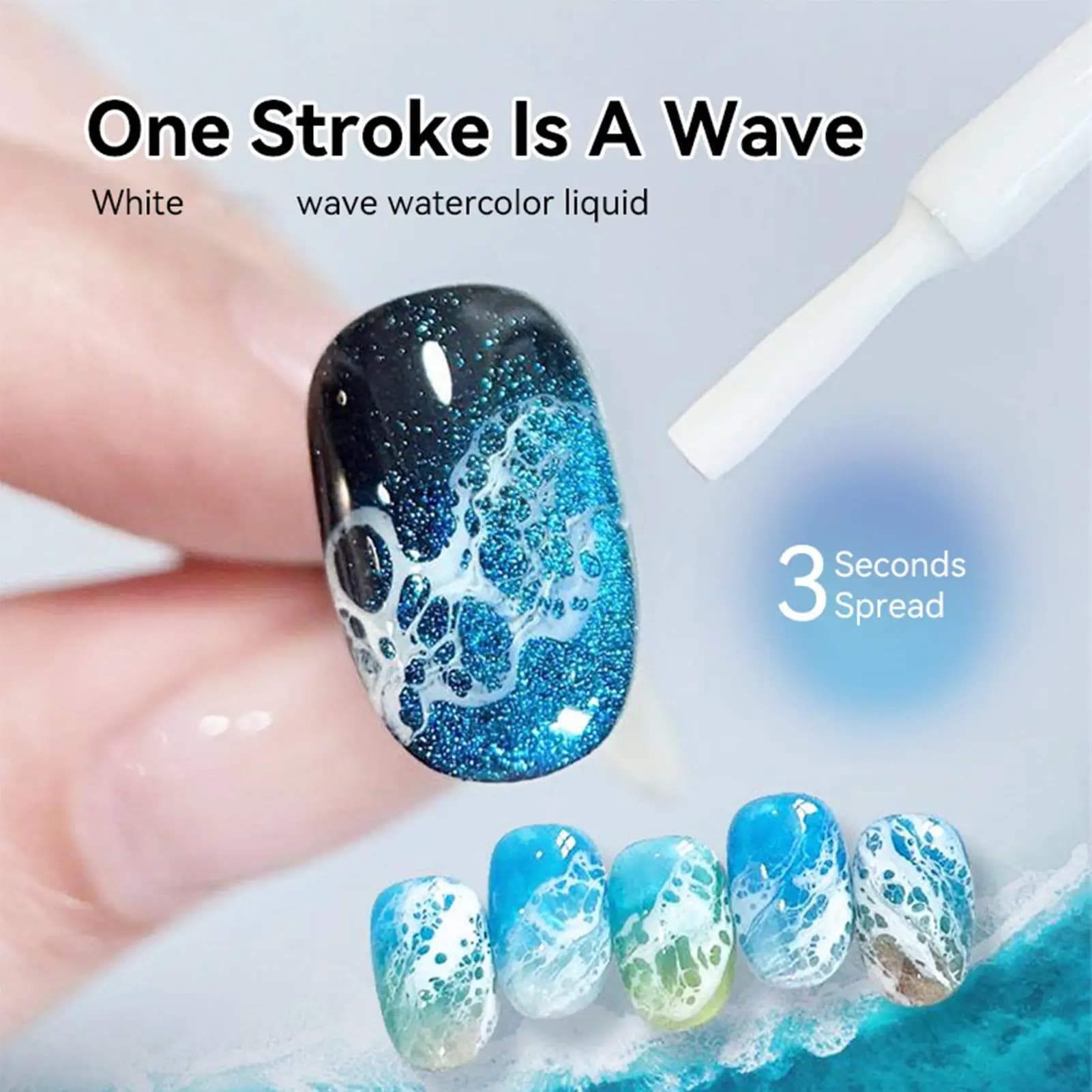 10ml White Bubble Ocean Wave Gel Nail Polishing White Blooming Wave Nail Gel Strokes White Watercolor Liquid Nail Gel Polishing