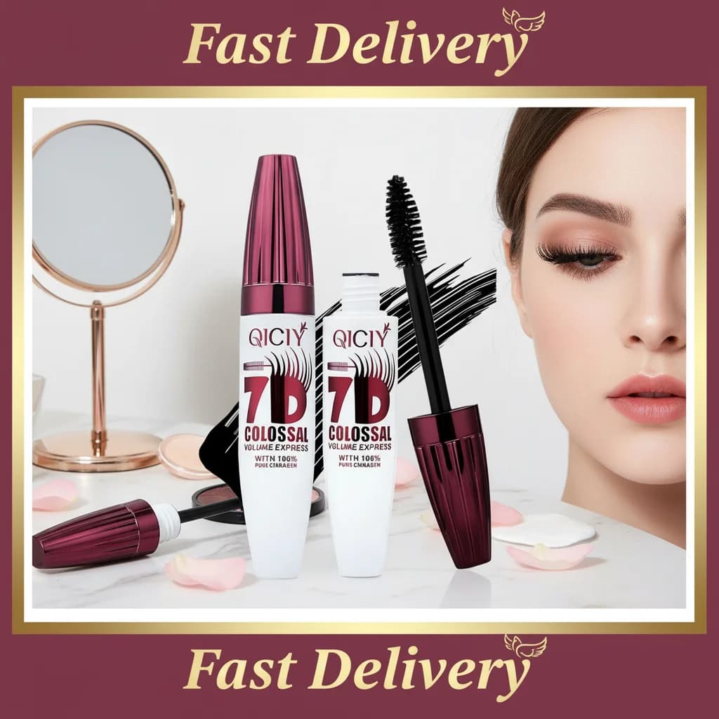 1/2 pezzi Mascara 7D Impermeabile Volumizzante Allungante con Fibre Liquide per Ciglia Riccioline a Lunga Durata, Non Sbava, Cosmetico