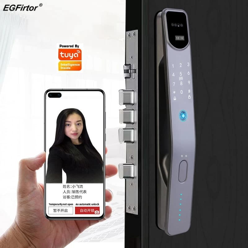 Tuya Wifi Electronic Fingerprint Smart Door Lock 3D Face Recognition APP telecomando antifurto Home Digital Lock