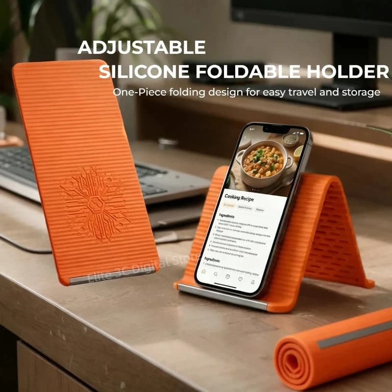 Supporto per Telefono in Silicone Pieghevole e Portatile, Flessibile in Qualsiasi Forma, Regolabile Multi-Angolo per Cellulari e Tablet