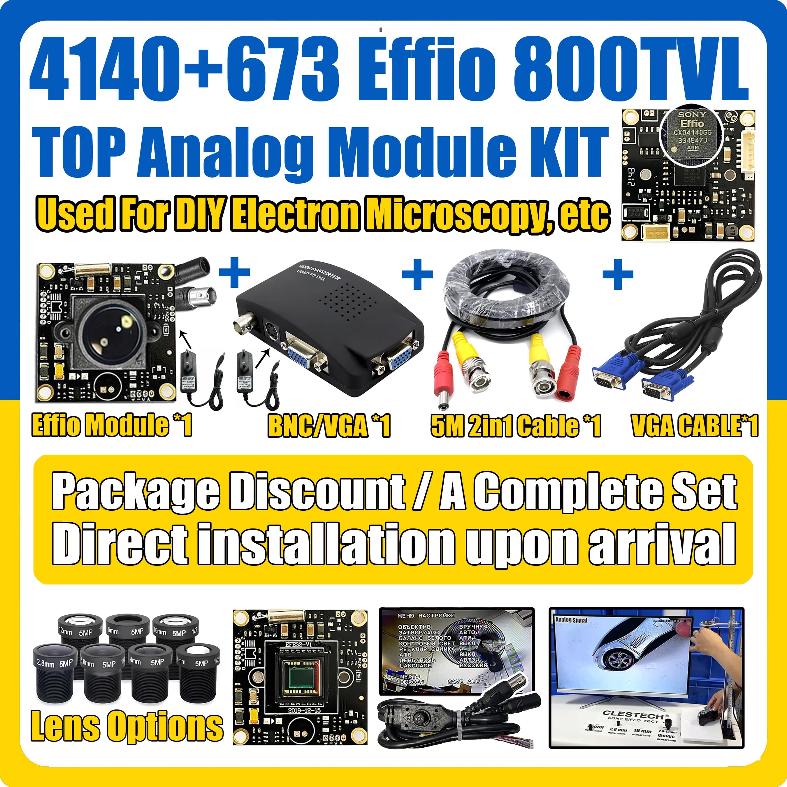 5-50mm 25mm 2.8mm Lens Set completo SONY Effio HD Chip Module CameraDIY Microscope Equipment Instrument CCD 0.001Lux 4140 + 673 800TVL