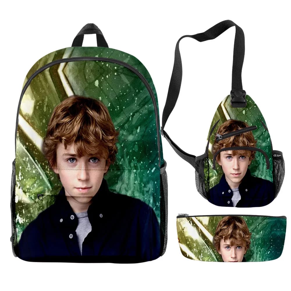 Hip Hop Popolare Walker Scobell Giovane Attore Stampa 3D 3 pz/set Borse da scuola per alunni Zaino per laptop da viaggio Borsa per il petto Astuccio