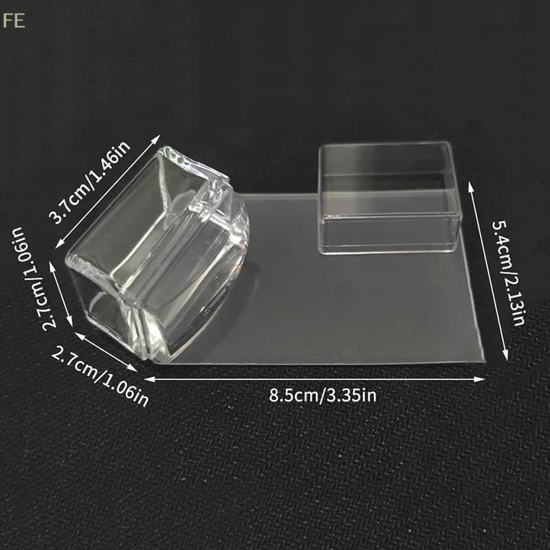Timbro per nail art rettangolare trasparente con raschietto, testa in silicone, strumento per il trasferimento rapido, timbro in gel trasparente per manicure alla francese