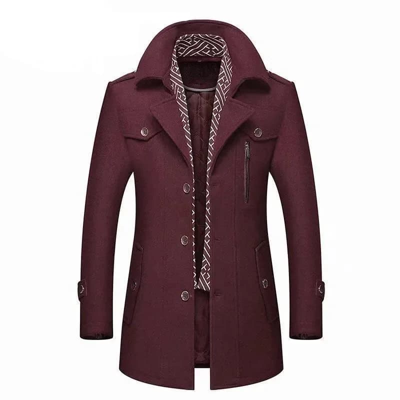 Men's Winter Coat in Wool, Medium Length, Scarf neck, Cotton padded, Thick and Warm, Elegant Exterior Clothing M-5XL