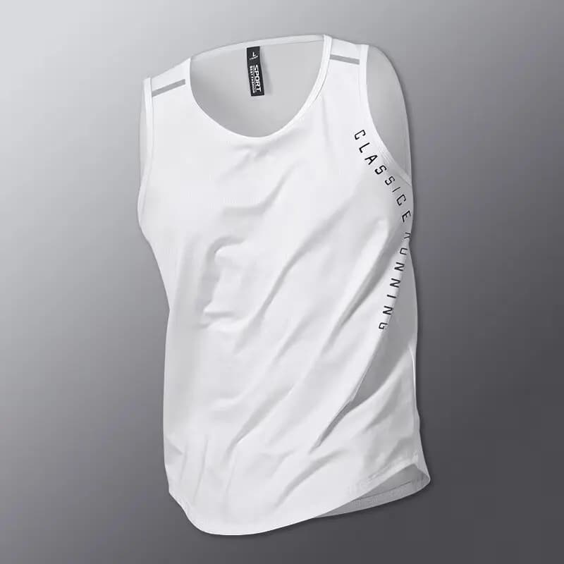 Men sports vest summer fitness top in running ice silk without sleeves quick drying clothes, loose canoe t-shir training for basketball
