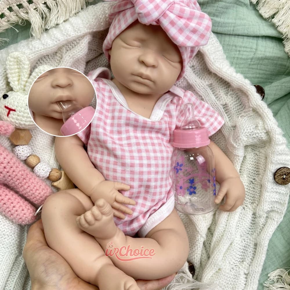 Bambola Reborn Realistica in Silicone da 44 cm con Bocca Apribile, Bambola a Corpo Intero con Peso Realistico per Esposizione Educativa