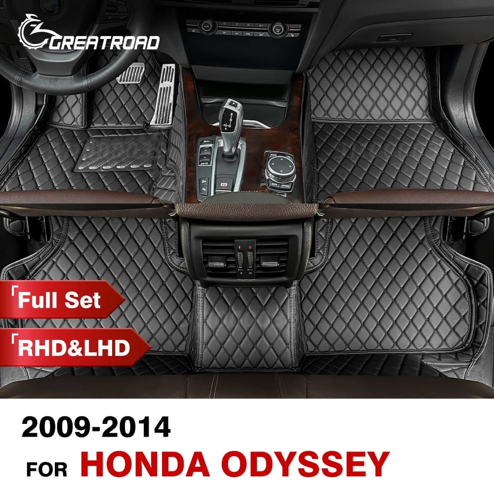 Car mats for Honda Odyssey 7 seats 2009 2010 2011 2012 2013 2014 Auto Reliefs of the foot Cap Cover Interior accessories
