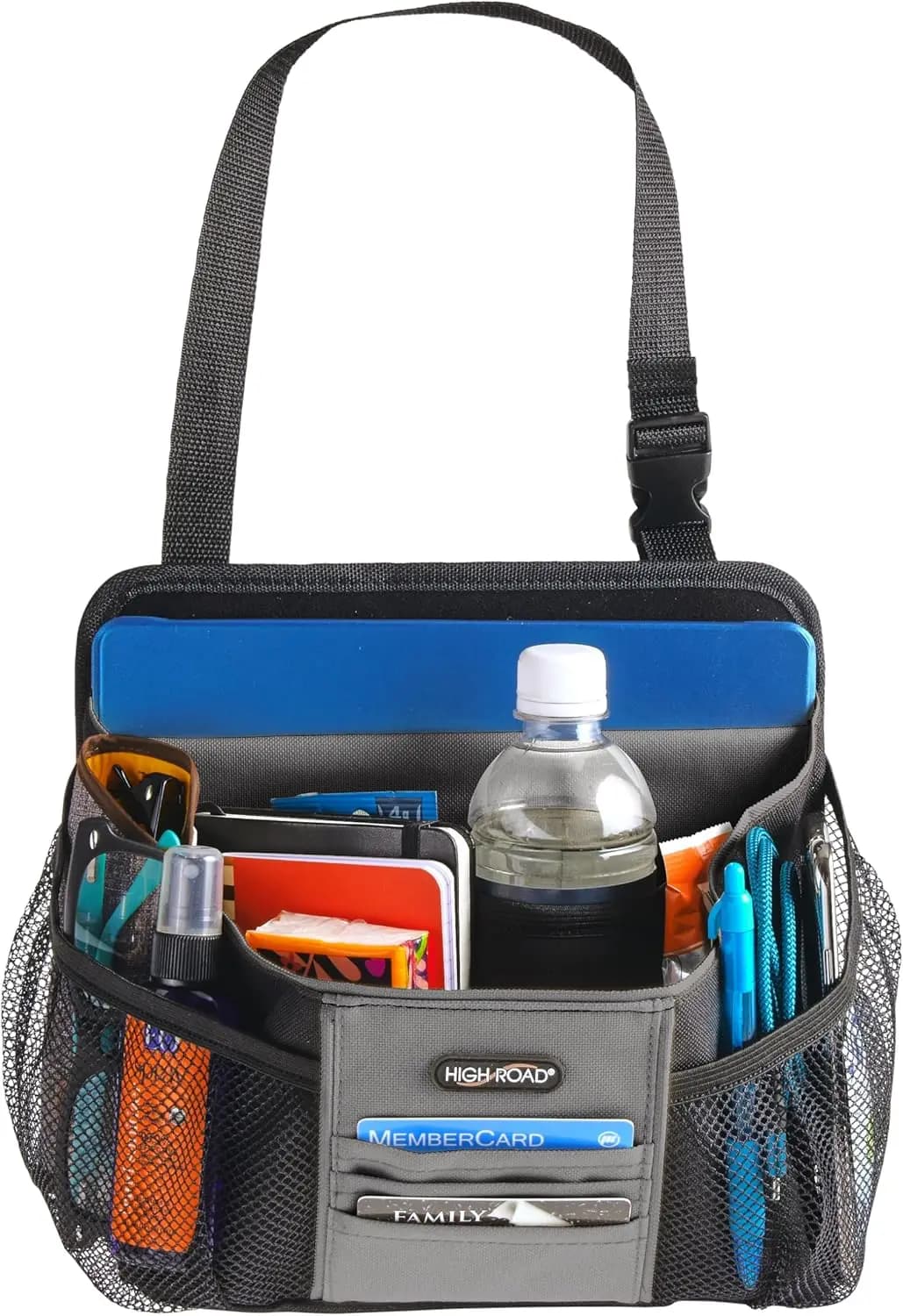 Organizer Compact to Hang for Cars with Glass Holder and Tablet Pocket for Essential Accessories during the Guide