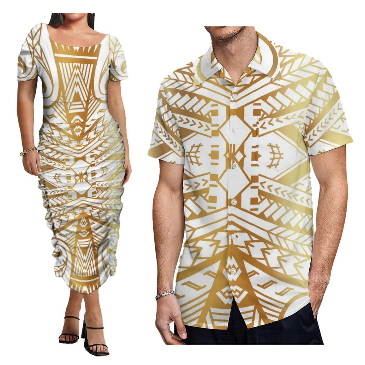 Supporta il Design del vestito a maniche corte da donna abito da festa tribale polinesiano Plus Size 8xl e abito da coppia da uomo