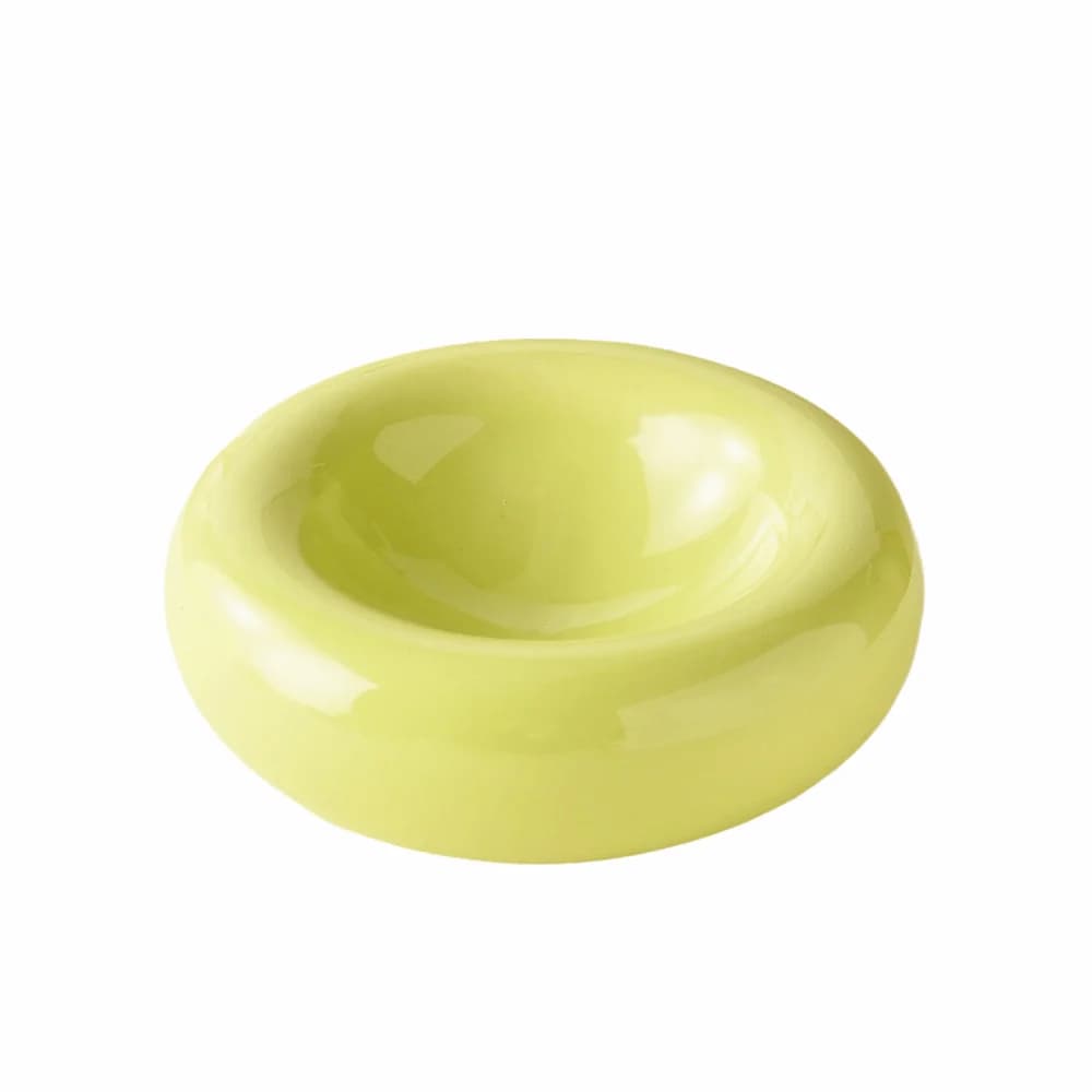 High-Aesthetic Donut-Shaped Cat Bowl Smooth Large-Capacity Ceramic Cat Bowl Simple Multifunction Pet Food Bowl Home