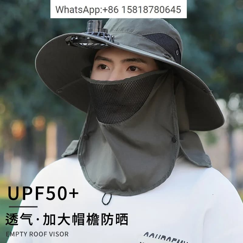 Cappello da pescatore estivo da uomo con cappello da sole a ventaglio con tesa larga protezione solare esterna maschera per il viso cappello da alpinismo/pesca