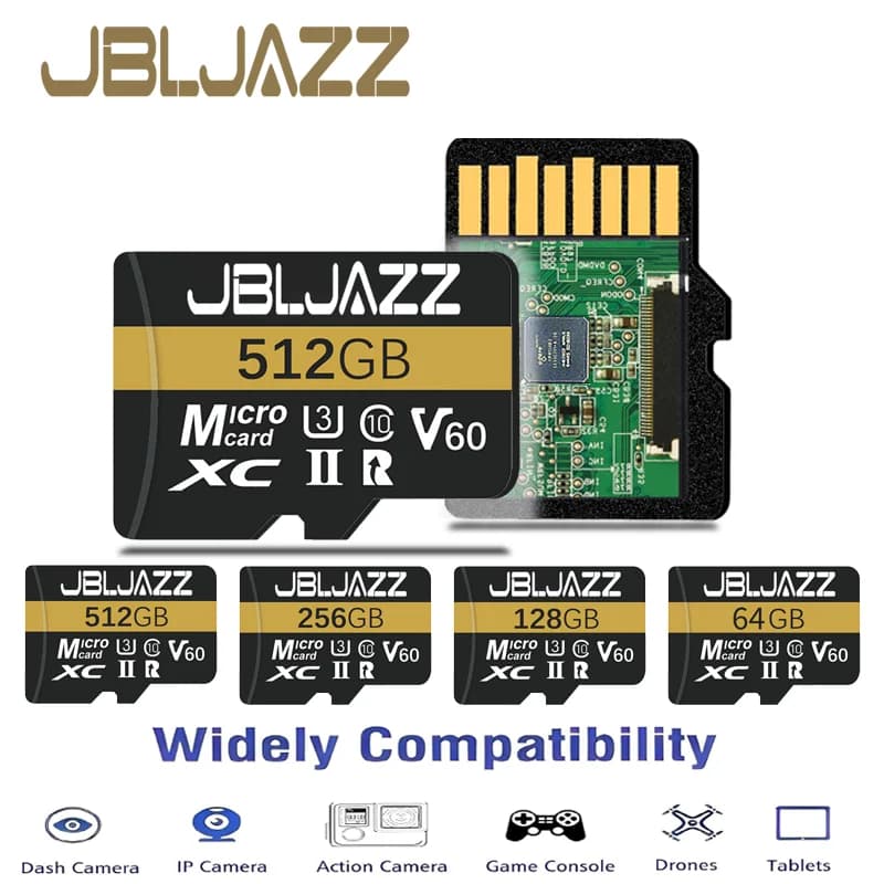 Scheda Micro SD Ultra da 512GB UHS-I ad alta velocità di trasferimento, scheda di memoria da 128GB, scheda TF Flash da 64GB per la registrazione di video 4K