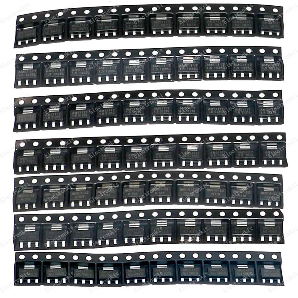 70 pz AMS1117-ADJ 1.2V 1.5V 1.8V 2.5V 3.3V 5V SOT-223 regolatore di bassa tensione SMD Transistor Kit misto Box triodo Set fai da te Pack