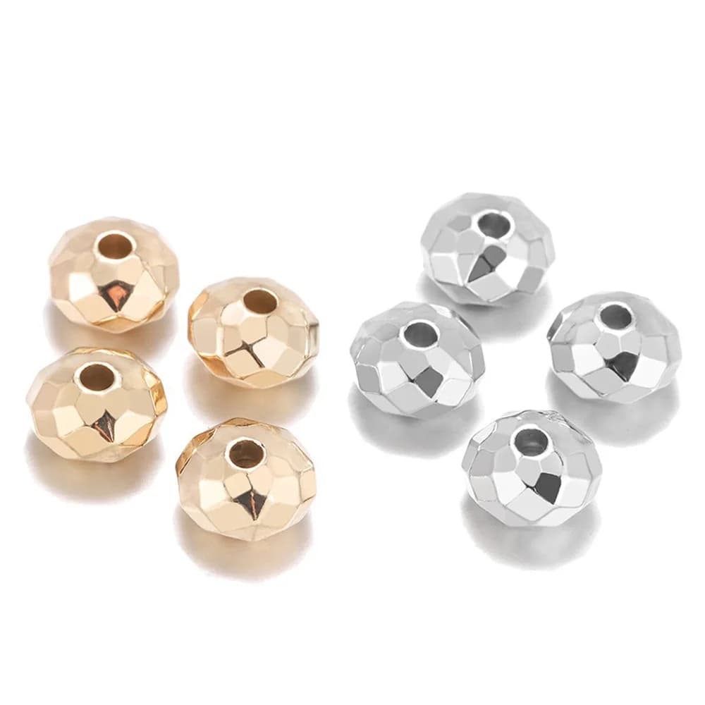 100 pz 8mm oro argento placcato perline sfaccettate rotonde distanziatore perline sparse per creazione di gioielli fai da te bracciali collana perline artigianali