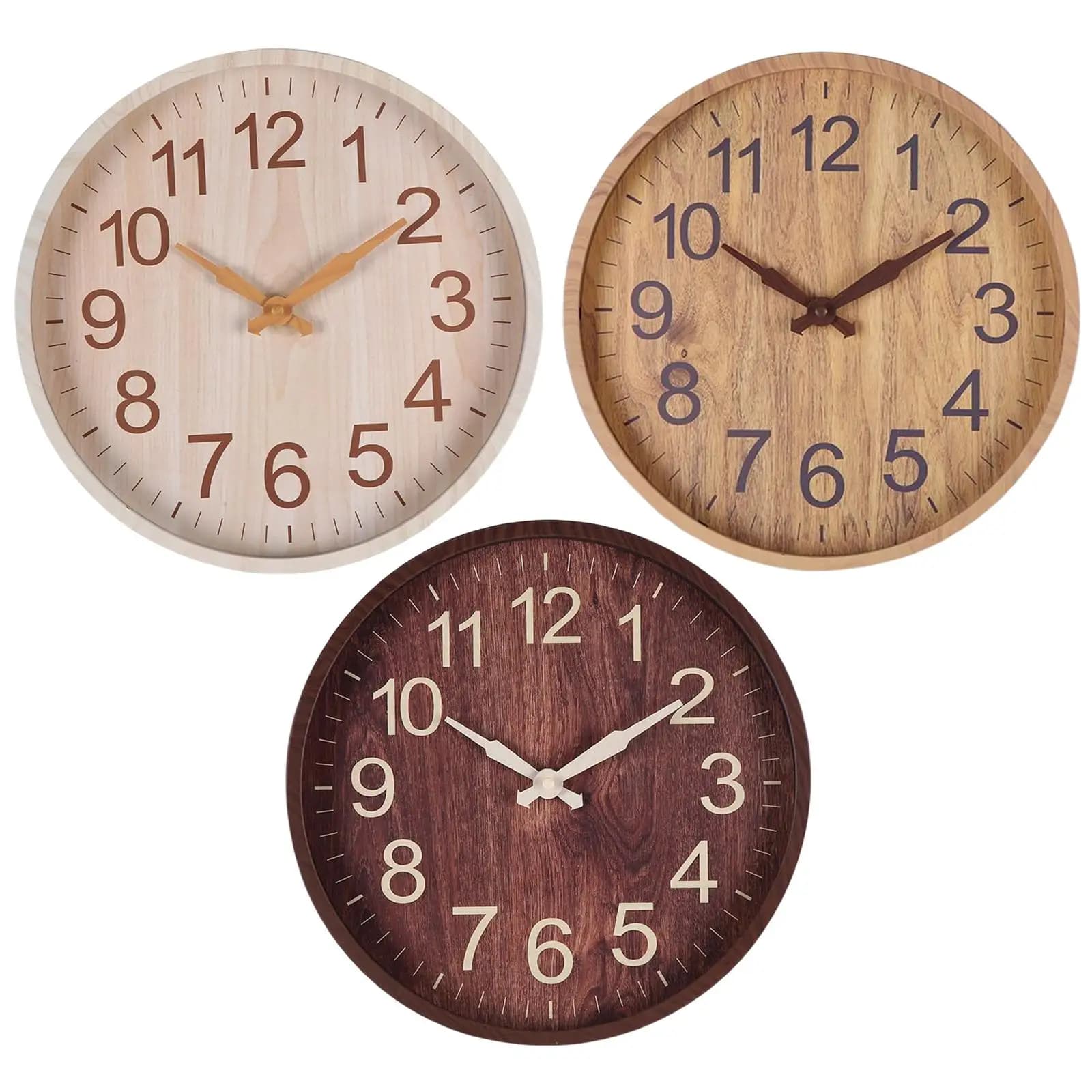 Modern Silent Round Wall Clock 12 Inches, Continuous Scatto Nordic Movement, Corridor Hanging Watches, Restaurant, Office, Bedroom, Decoration