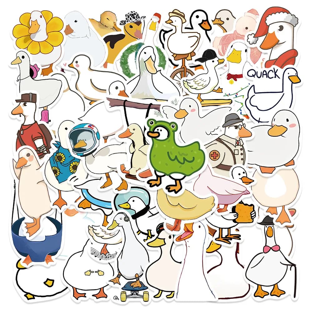 50Pcs Sketched duck - Styled Daily PVC Graffiti Stickers: Decorate Luggage, Books & More - DIY Waterproof for Multiple Occasions