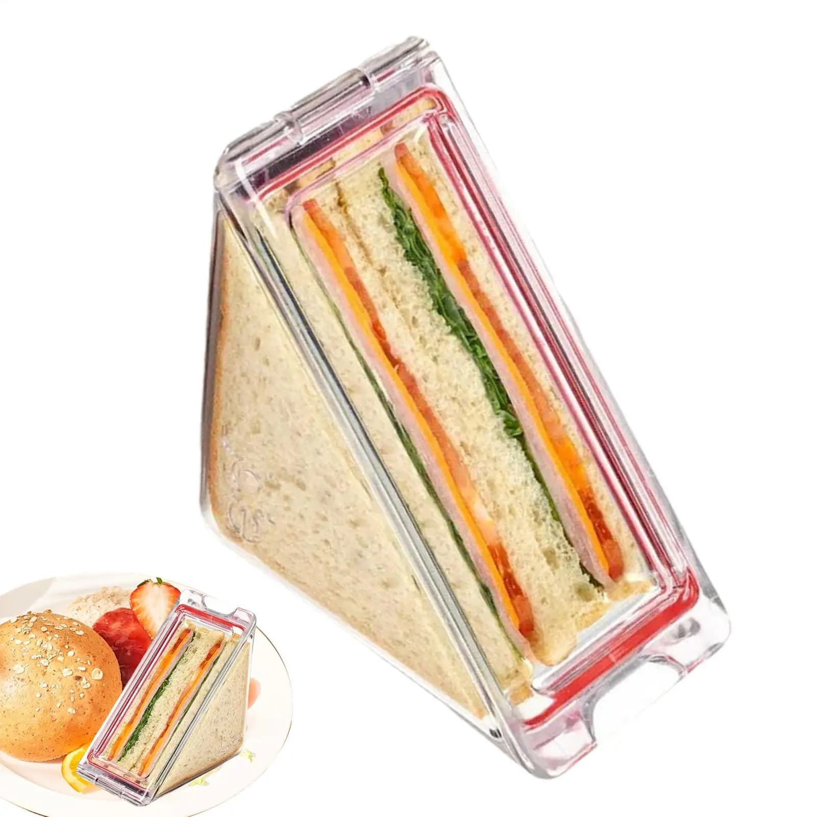 Contenitore per sandwich triangolare Scatola a cuneo riutilizzabile lavabile Porta torta Contenitore per torta al formaggio Scatola a cuneo trasparente per alimenti a prova di perdite
