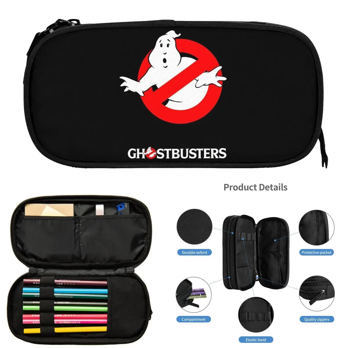Astucci per matite con motivo logo The GhostBusters per scatola per penne scolastiche per studenti Astuccio grande per matite Portapenne