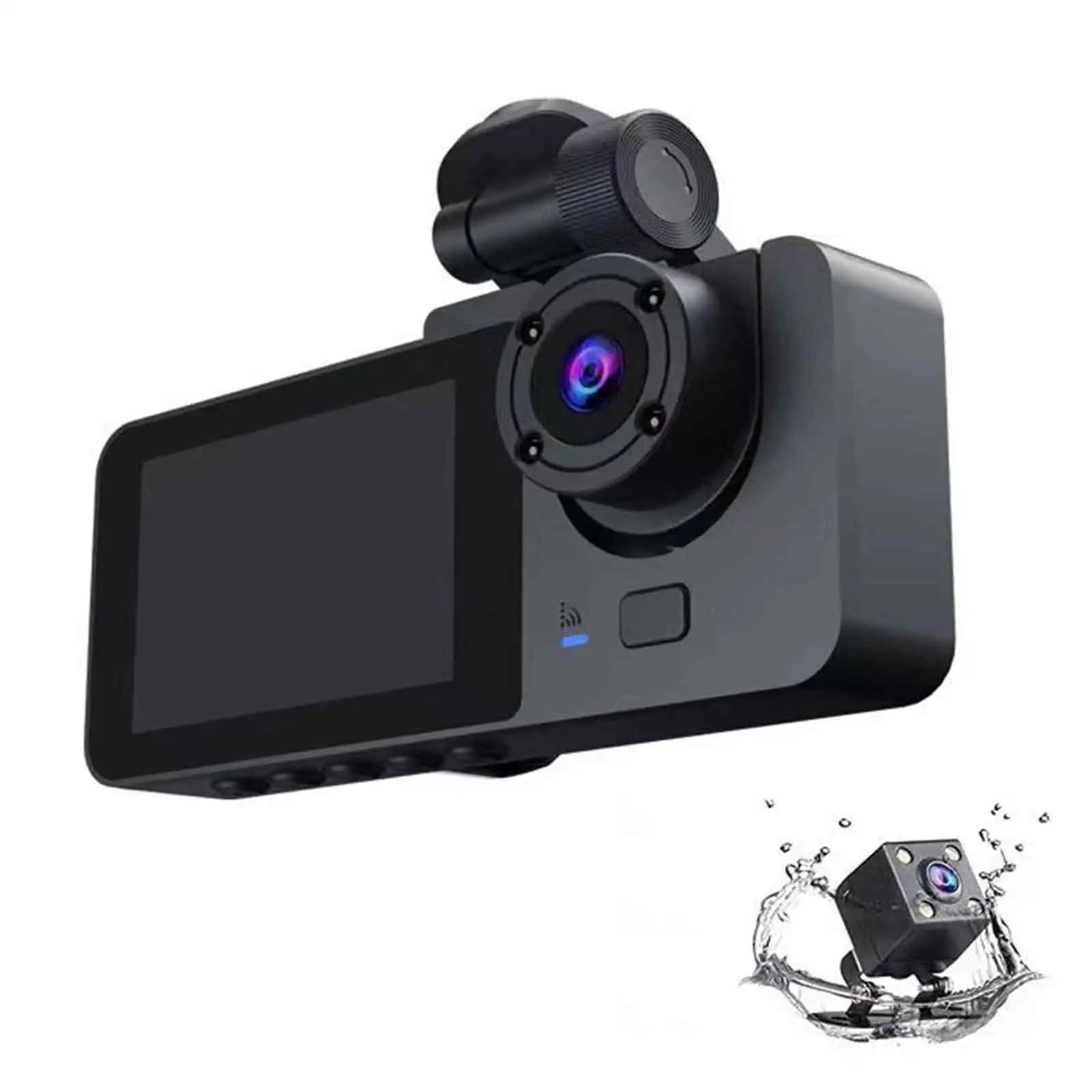 Dash Cam 3-channel front and rear internal 1080P Triple 3-way car camera with night vision IR Logging in Night Vision HD 2 "