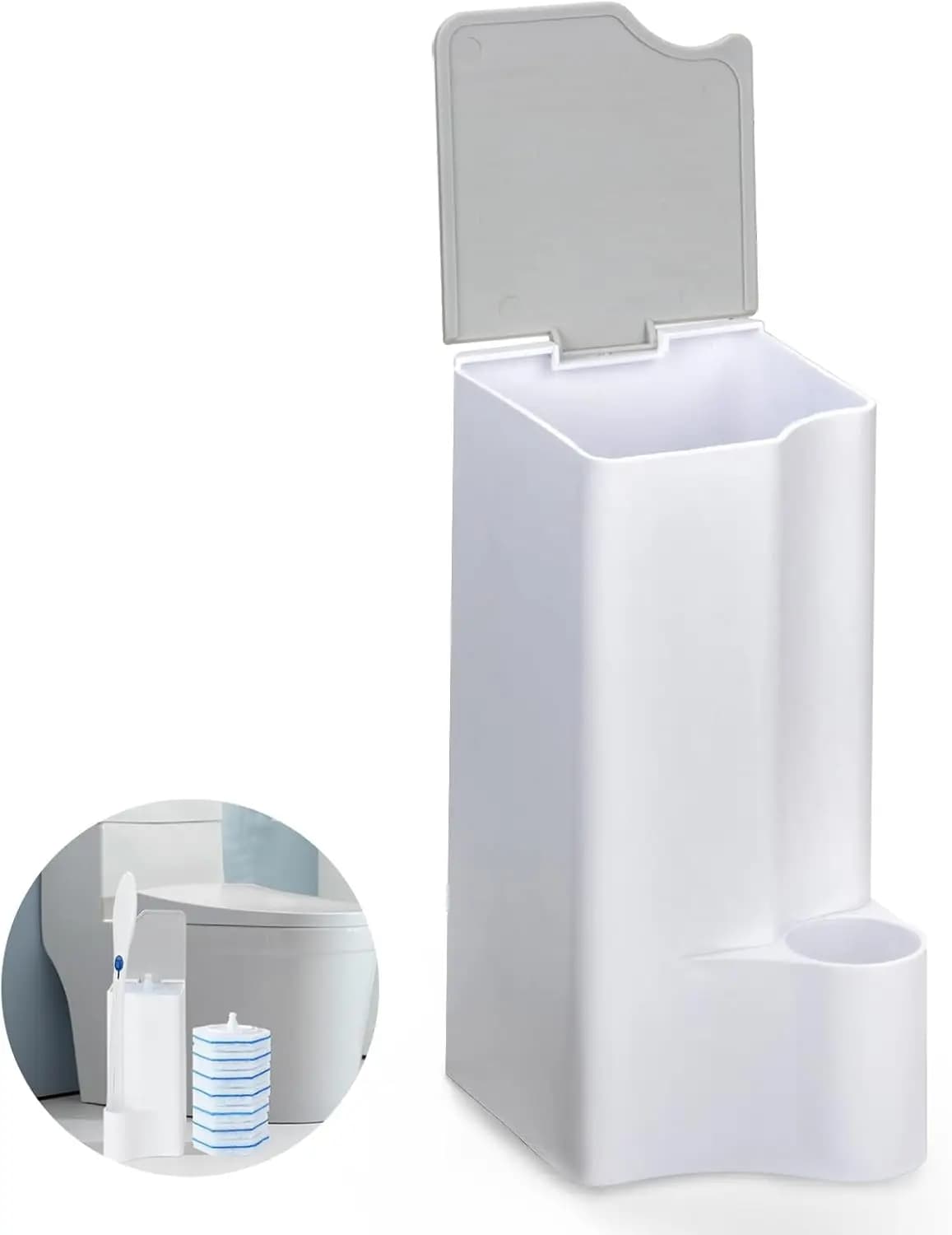 Toilet Wand Holder Compatible with Clorox Wand, White and Gray Wall-Mounted Storage Rack