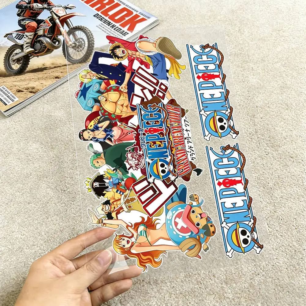 Adesivi Riflettenti per Moto One Piece, Decalcomanie in Vinile Impermeabili per Casco, Serbatoio e Bicicletta