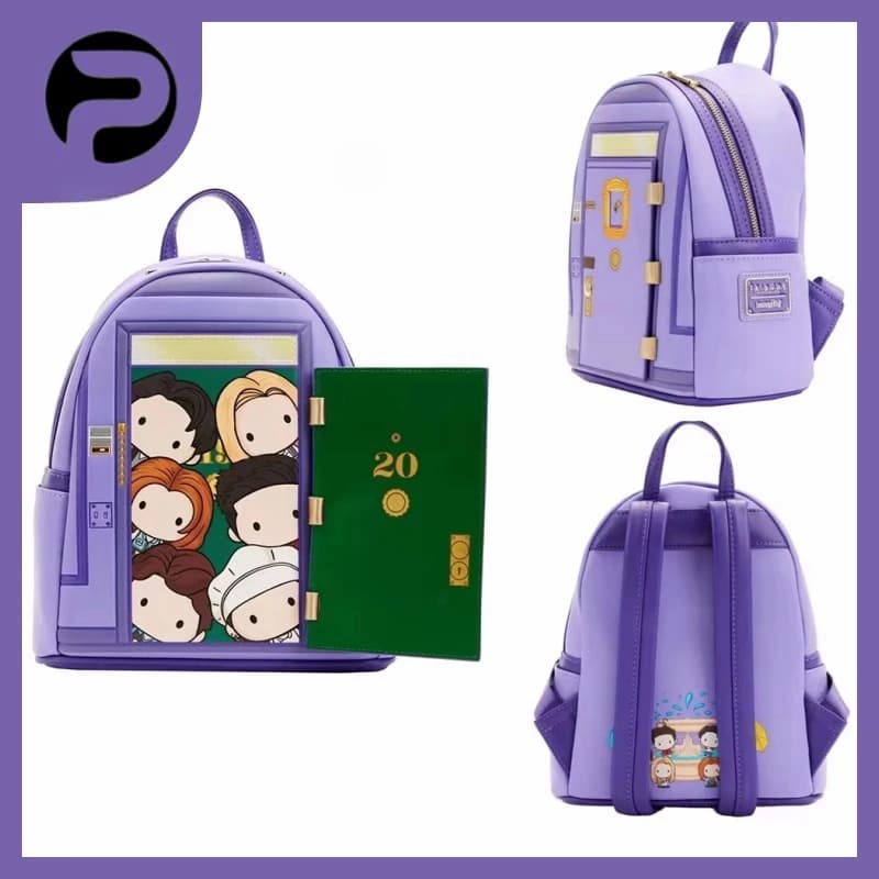New Loungefly Friends Serie TV Porta d'ingresso Chibi Art Borsa da donna con doppia tracolla Borsa a tracolla zaino casual per bambini simpatico cartone animato
