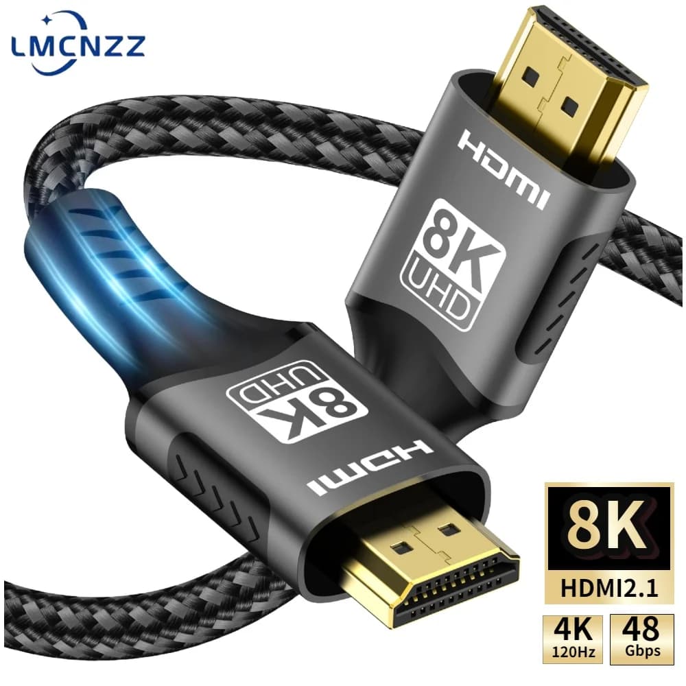 HDMI 2.1 cable from 8K to 60 Hz male to 48 Gbps Ultra high speed 2K to 240 Hz HDR 10+ eARC Supports high refresh rate 4K to 120 Hz for games
