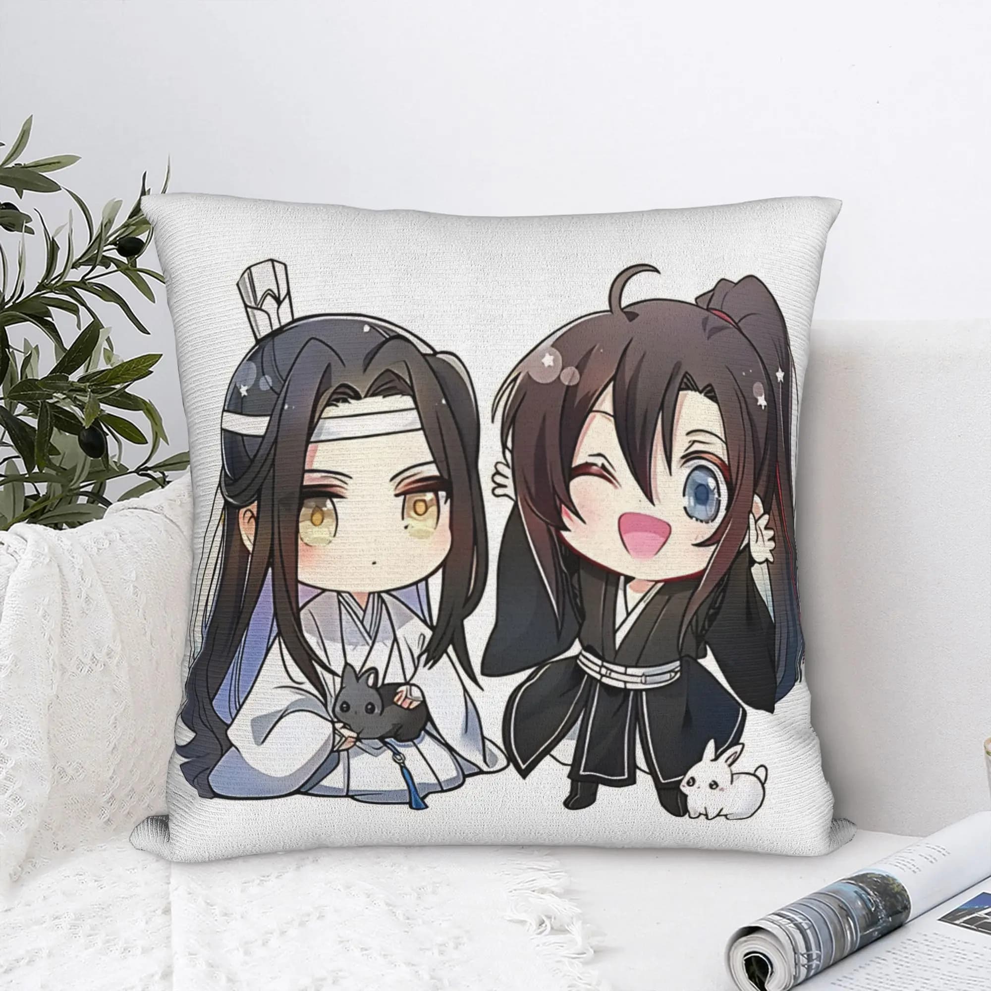 MDZS Wei Wuxian And Lan Wangji Pillow Cover Mo Dao Zu Shi Print Cushion Cover Kawaii Pillow Case For Living Room Sofa
