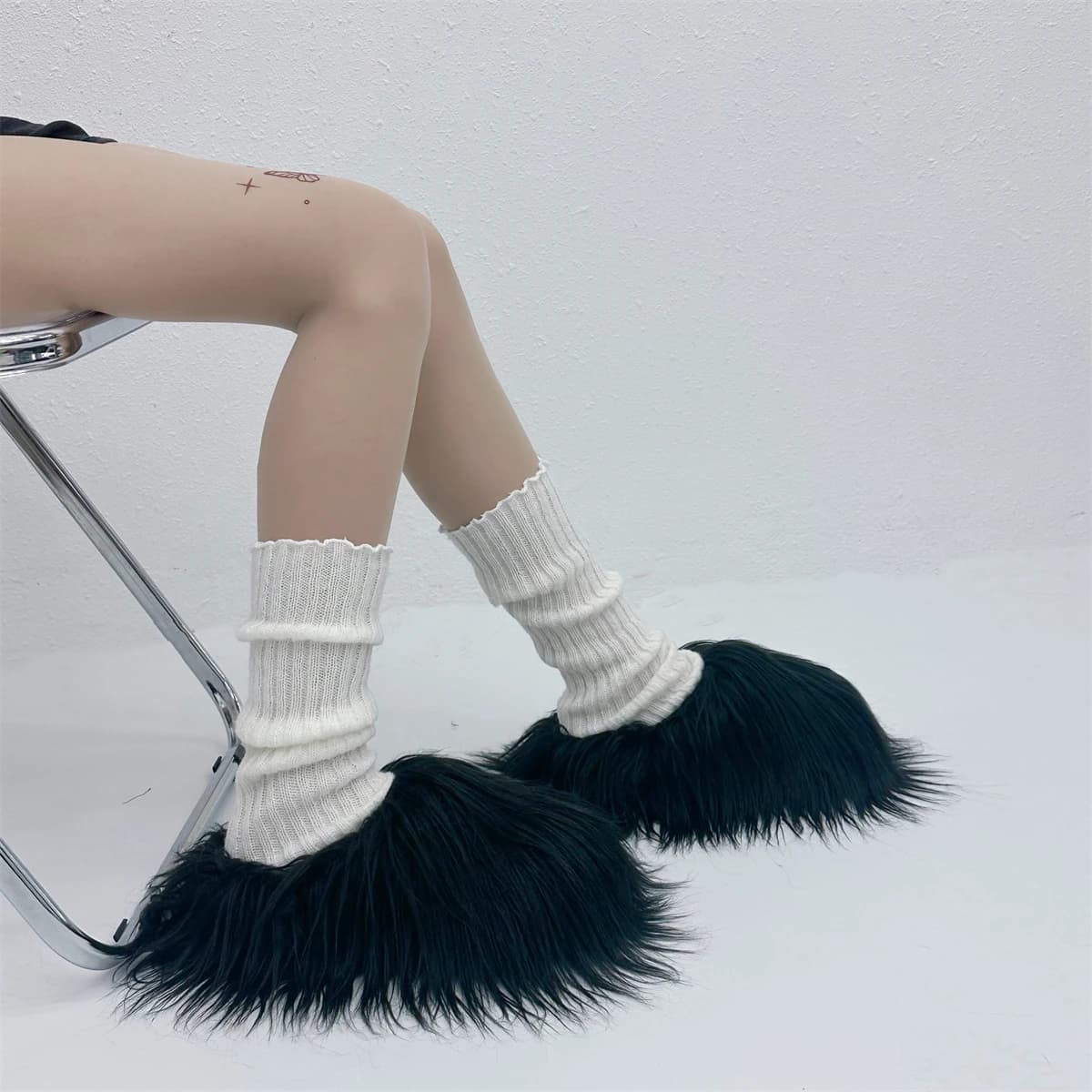 taly Leather fur Slippers Women Mule Runway Flats Thick Sole Leisure,Luxury Designer Brand 2024 fur Shoes Ladies